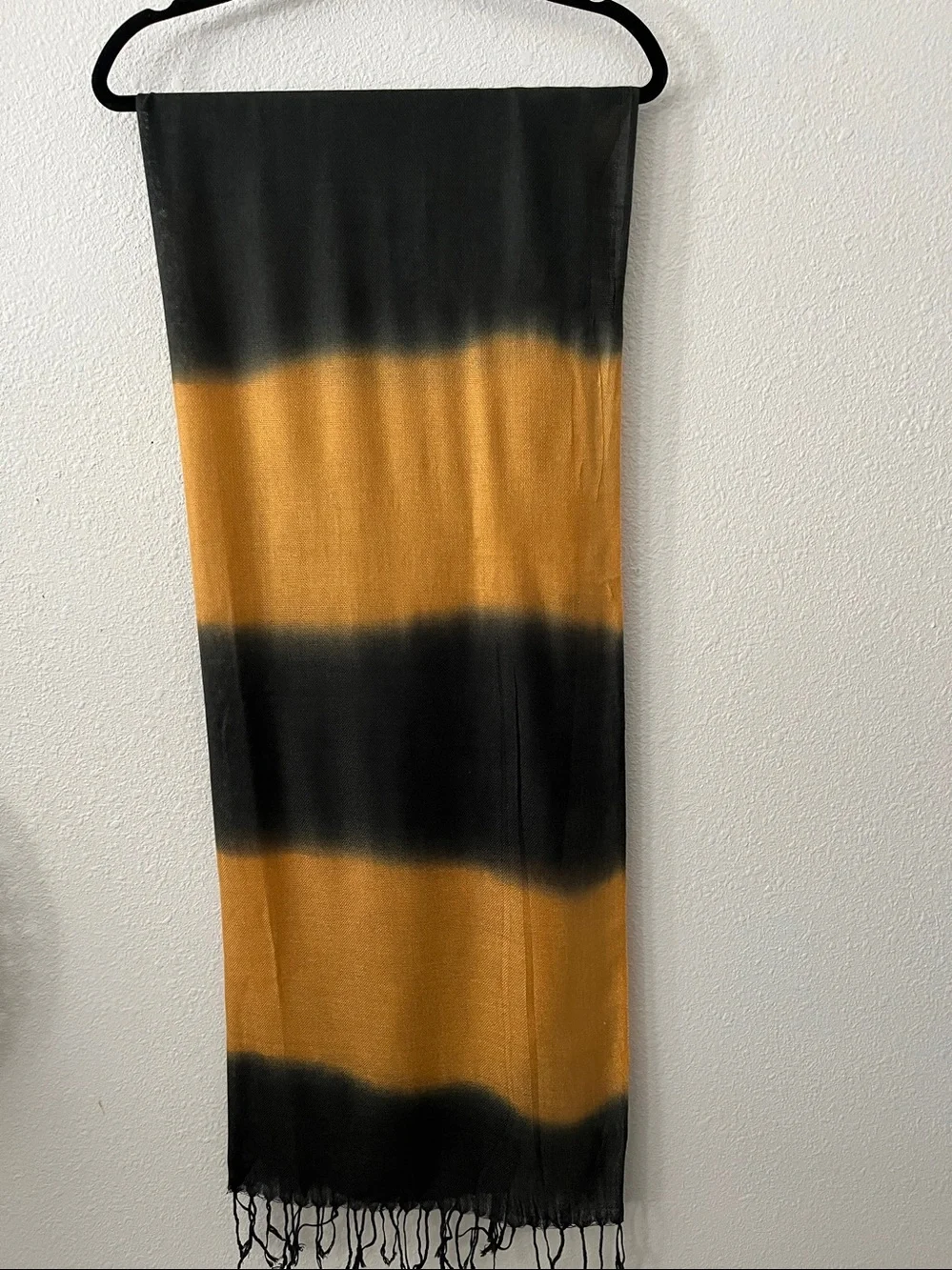Soft Dark Blue and Gold Tie-Dye Wrap Scarf - Brand Unspecified Oversized $22